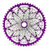 Garbaruk 12sp Shimano Microspline cassette in violet, highlighting the CNC-machined monoblock construction and unique tooth profiling