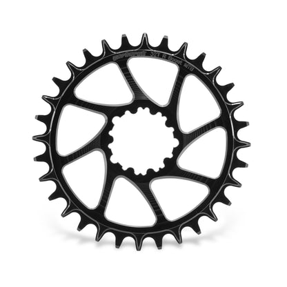 Garbaruk direct-mount MTB chainring for SRAM 3-bolt interface, 32T, black, featuring CNC-machined precision and unique tooth profiling for enhanced chain retention