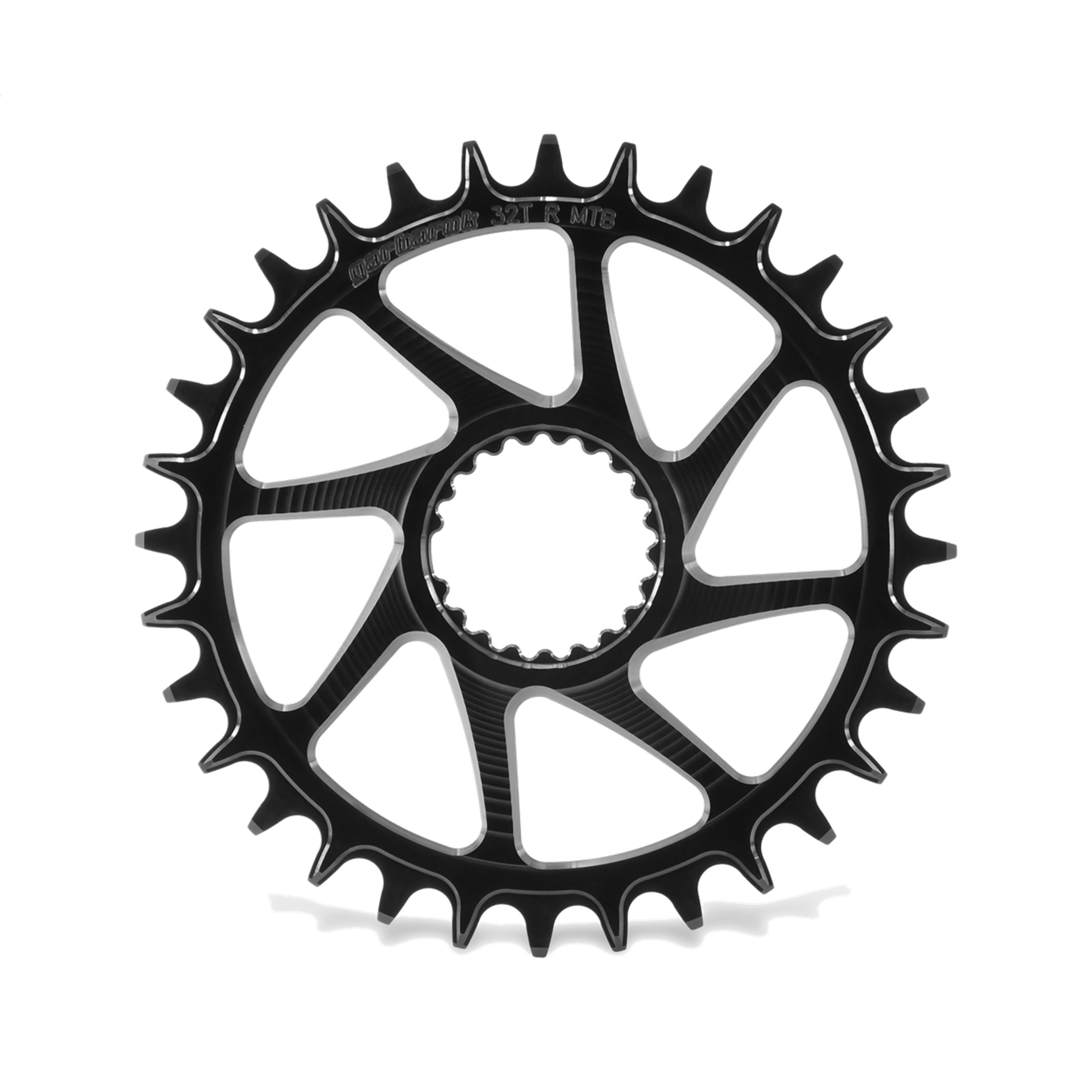 Garbaruk direct-mount MTB chainring for Shimano, 30T, black, with CNC-machined precision and uniquely profiled teeth for superior chain retention