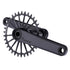 Black Garbaruk XC crankset matched with black Garbaruk chainring, built for strength-to-weight efficiency on cross-country terrain