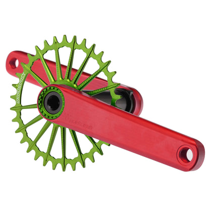 Red Garbaruk XC crankset matched with green Garbaruk chainring like it&