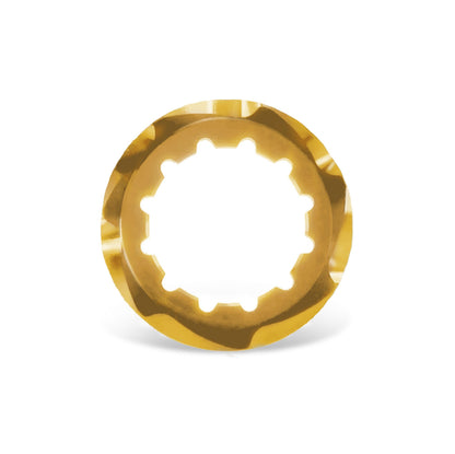 Garbaruk cassette lockring in gold, precision CNC-machined for use with Garbaruk cassettes