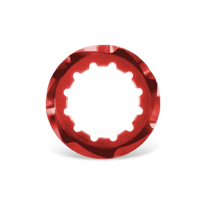 Garbaruk cassette lockring in red, precision CNC-machined for use with Garbaruk cassettes