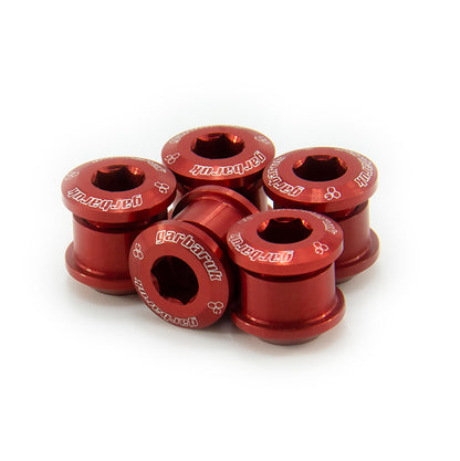Garbaruk chainring bolts set M8 x 0.75, red, precision CNC-machined for lightweight strength and secure chainring fit