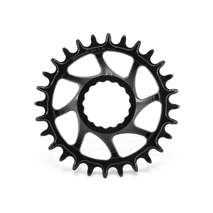 Garbaruk direct-mount MTB chainring for Race Face Cinch Boost in black, 28T, CNC-machined with unique tooth profiling for optimal chain retention