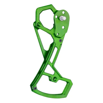 Garbaruk lightweight rear derailleur cage for Shimano 12-speed Di2, green anodised finish