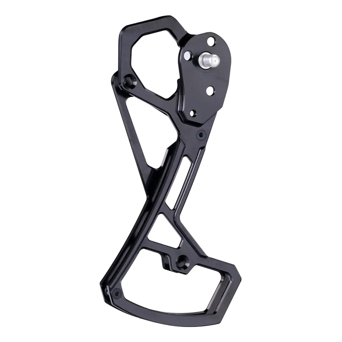 Garbaruk rear derailleur cage for Shimano 12-speed Di2 (MTB &amp; GRX) in black, studio shot on white background