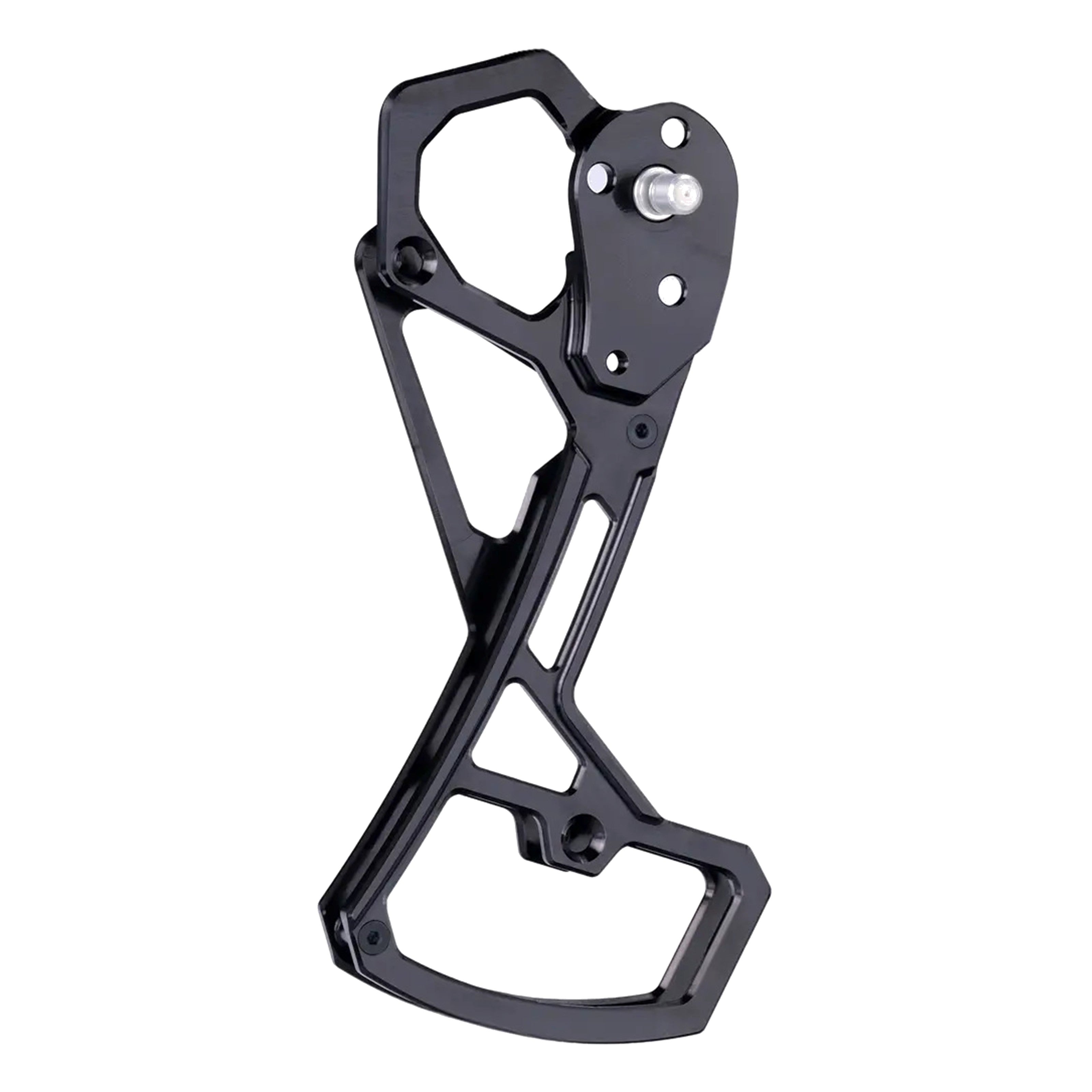 Garbaruk rear derailleur cage for Shimano 12-speed Di2 (MTB &amp; GRX) in black, studio shot on white background