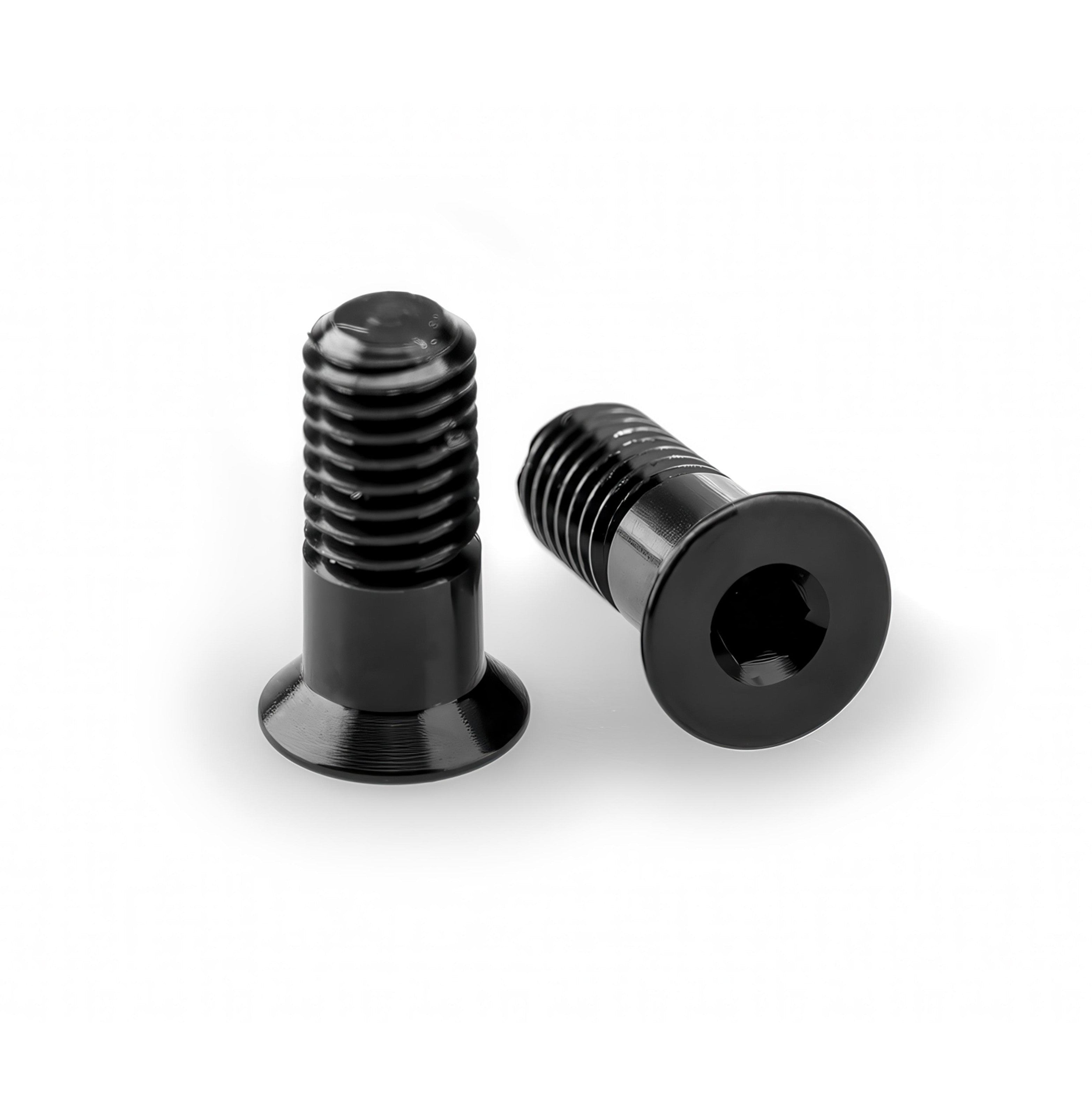 Garbaruk derailleur pulley bolt set in black, showing two precision-machined bolts designed for secure pulley installation