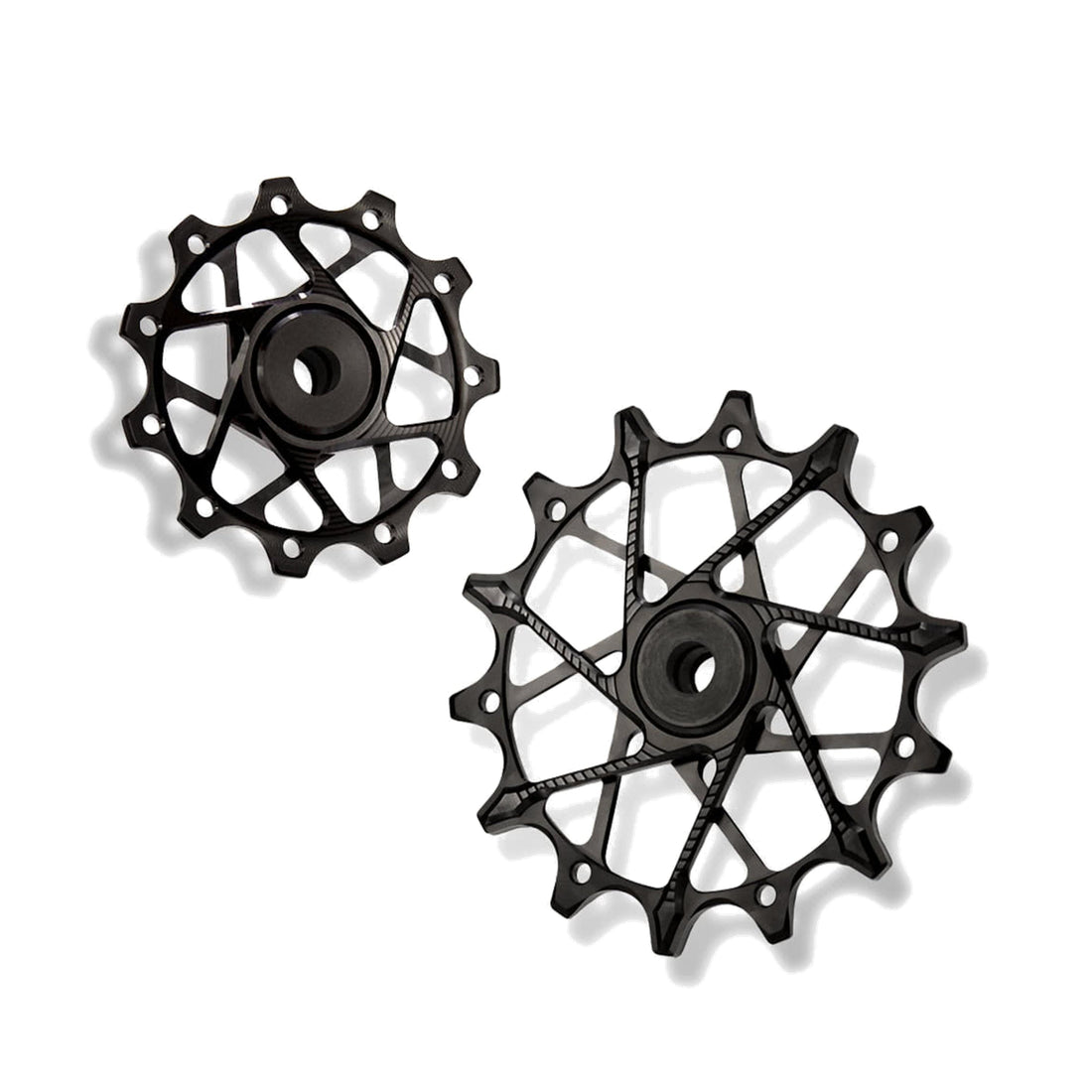 Garbaruk rear derailleur pulleys for Shimano, black, CNC-machined lightweight alloy for smooth 11-speed shifting