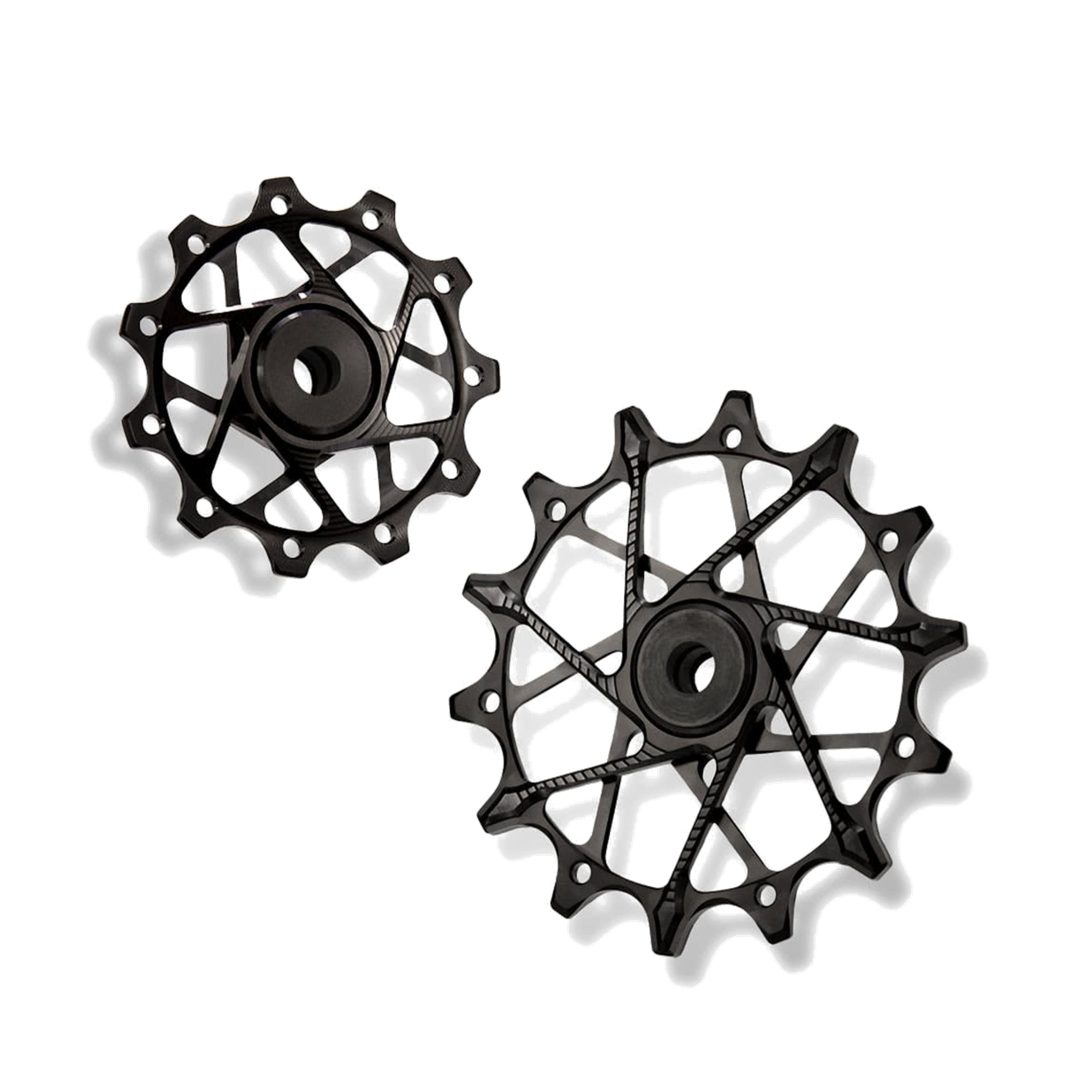 Garbaruk rear derailleur pulleys for Shimano, black, CNC-machined lightweight alloy for smooth 11-speed shifting