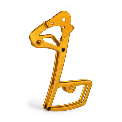 Garbaruk rear derailleur cage for SRAM 11/12-speed in gold, CNC-machined lightweight alloy, designed to enhance durability and shifting precision