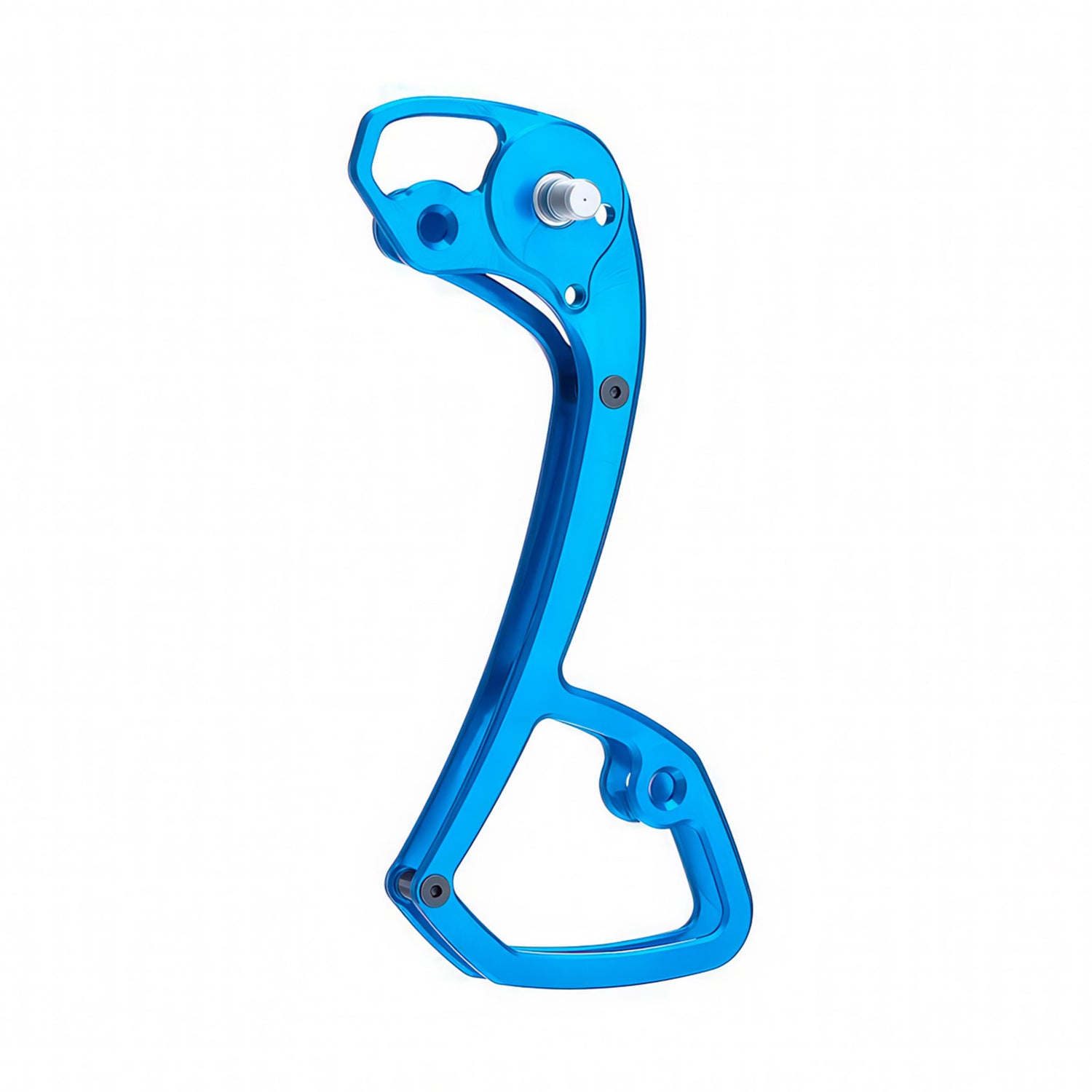 Garbaruk rear derailleur cage for Shimano GRX Di2 11-speed in blue, precision CNC-machined for lightweight durability, designed to improve chain retention and shifting performance