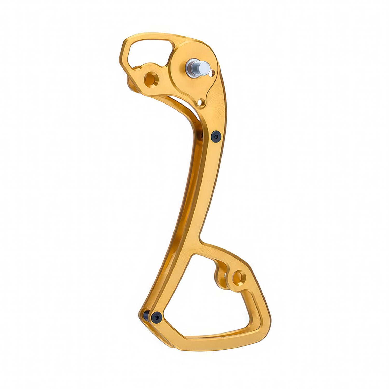 Garbaruk rear derailleur cage for Shimano GRX Di2 11-speed in gold, precision CNC-machined for lightweight durability, designed to improve chain retention and shifting performance