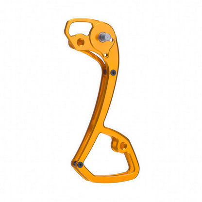 Garbaruk rear derailleur cage for Shimano GRX Di2 11-speed in orange, precision CNC-machined for lightweight durability, designed to improve chain retention and shifting performance
