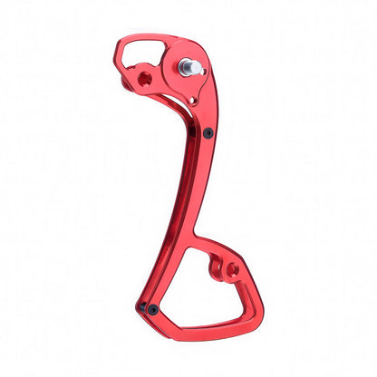 Garbaruk rear derailleur cage for Shimano GRX Di2 11-speed in red, precision CNC-machined for lightweight durability, designed to improve chain retention and shifting performance