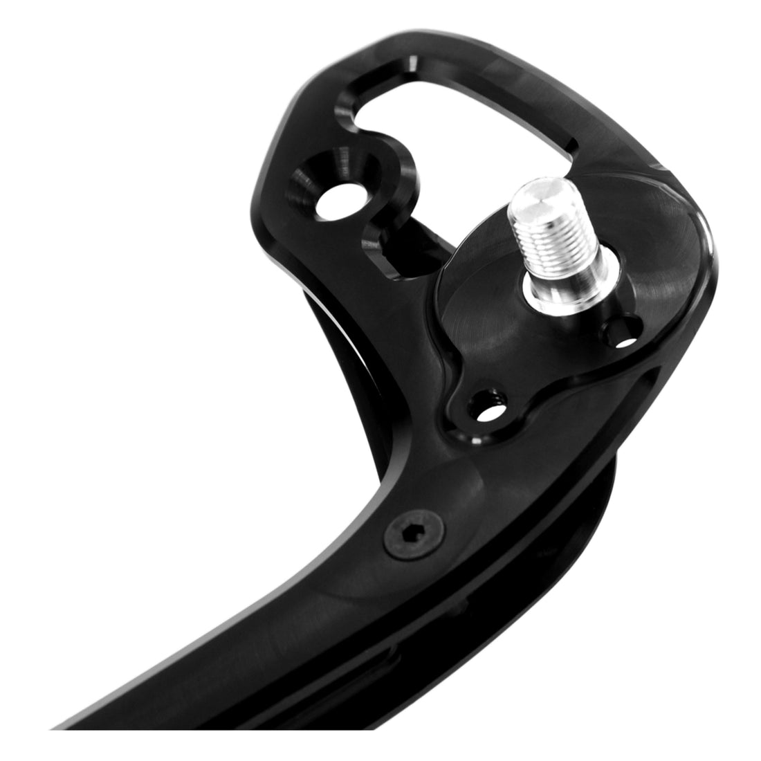 Close up detail of a Garbaruk rear derailleur cage for Shimano 11-speed, black