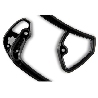 Close-up detail of Garbaruk rear derailleur cage for Shimano GRX Di2 11-speed, highlighting CNC machining and streamlined design