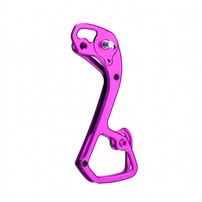 Garbaruk rear derailleur cage for Shimano GRX 11-speed, shown in violet, CNC-machined for improved range and lightweight performance