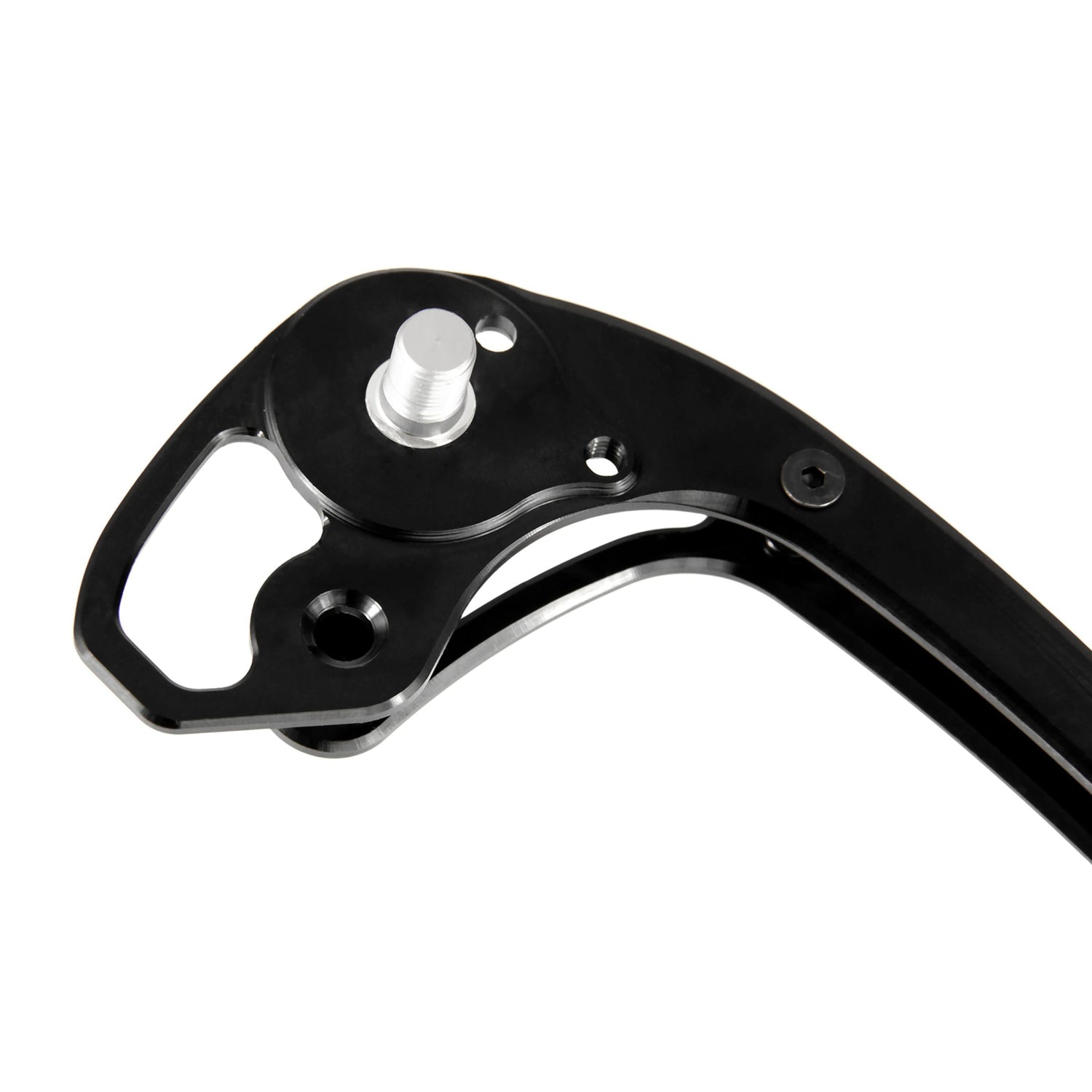 Close-up rear detail of Garbaruk rear derailleur cage for Shimano GRX Di2 11-speed, highlighting CNC machining and streamlined design