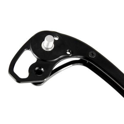 Close-up rear detail of Garbaruk rear derailleur cage for Shimano GRX Di2 11-speed, highlighting CNC machining and streamlined design