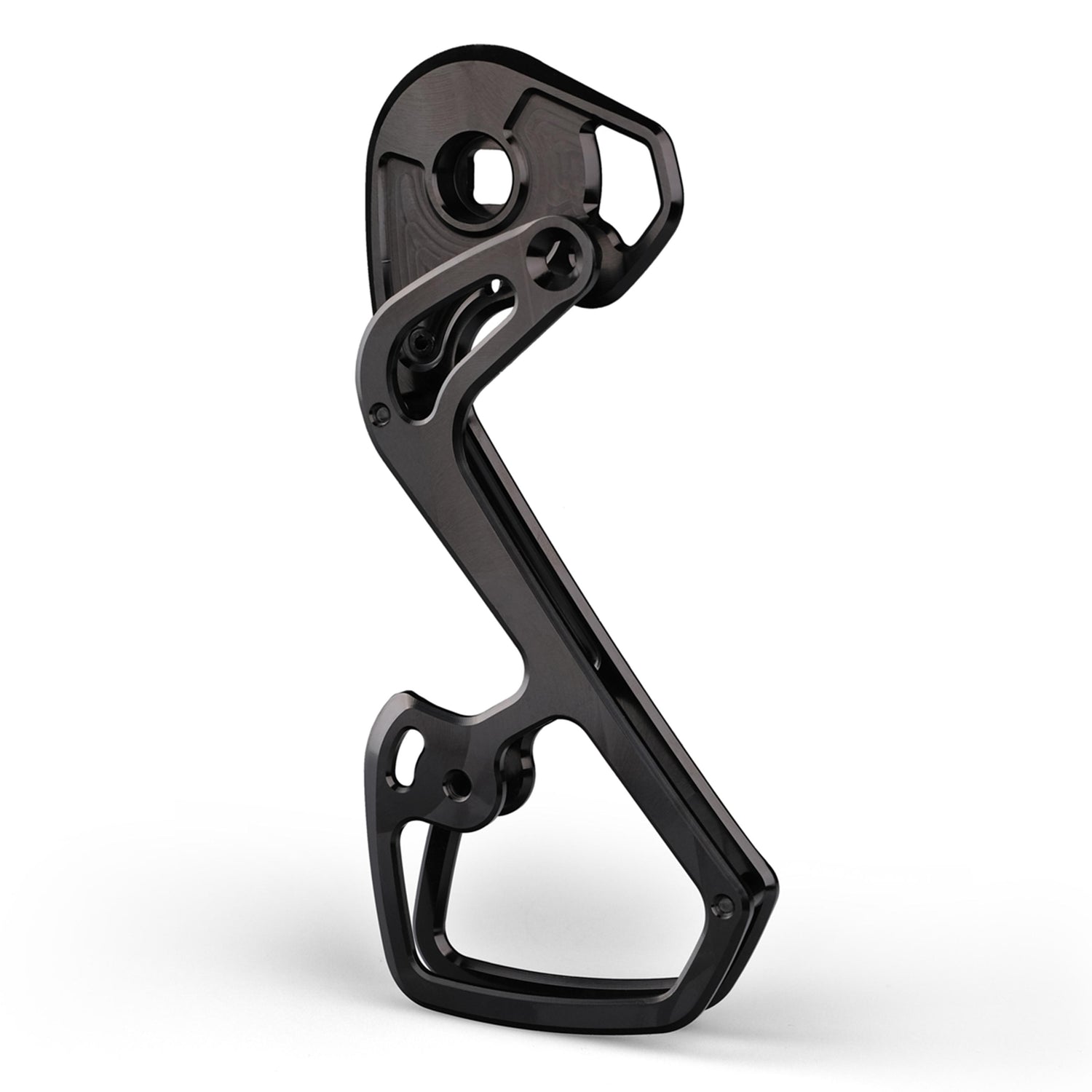 Angledview of Garbaruk cage and pulley kit for SRAM Force AXS (cage only), showing sculpted design and high-quality aluminium construction