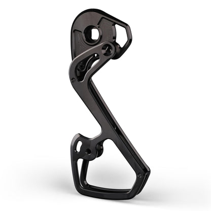 Angledview of Garbaruk cage and pulley kit for SRAM Force AXS (cage only), showing sculpted design and high-quality aluminium construction