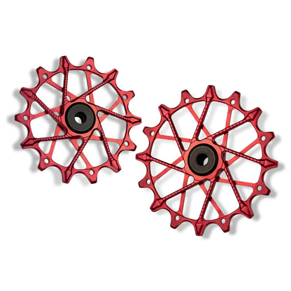 Pair of Garbaruk jockey wheels for SRAM XPLR 13-speed drivetrain, red finish