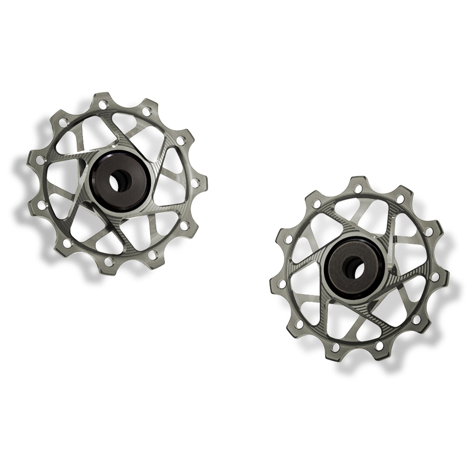 Garbaruk rear derailleur pulleys for Shimano, silver, 11T + 11T tooth combination, CNC-machined lightweight alloy for smooth 11-speed shifting