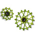 Garbaruk rear derailleur pulleys for Shimano, green, 11T + 16T tooth combo, designed for 11-speed MTB with Garbaruk cage for superior chain control