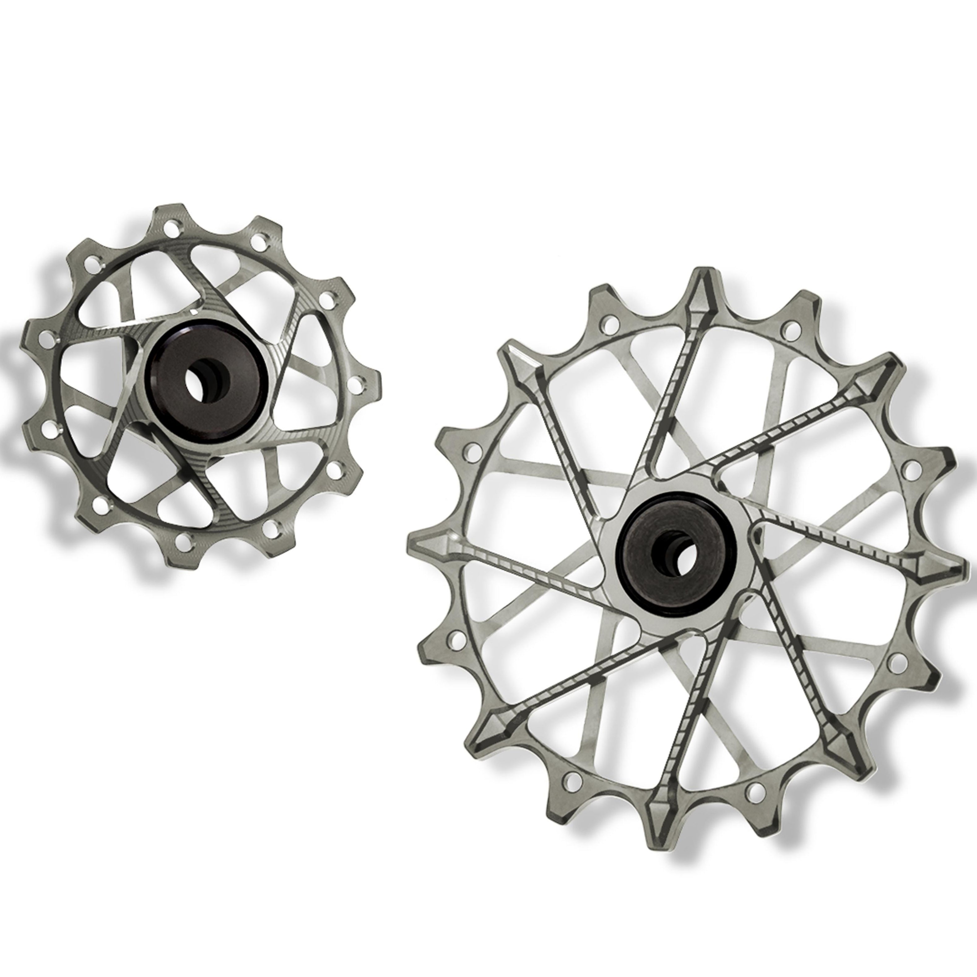 Garbaruk rear derailleur pulleys for Shimano, silver, 11T + 16T, for smooth and reliable shifting
