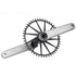 Garbaruk road/gravel crankset in silver with a black Garbaruk chainring installed, showcasing CNC-machined design and minimalist aesthetics