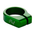 Green Phil Wood seat collar, studio shot with white background