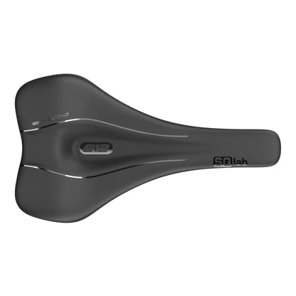 Top view of SQLab 612 Ergowave Active 2.2 saddle showing Ergowave shape and relief channel