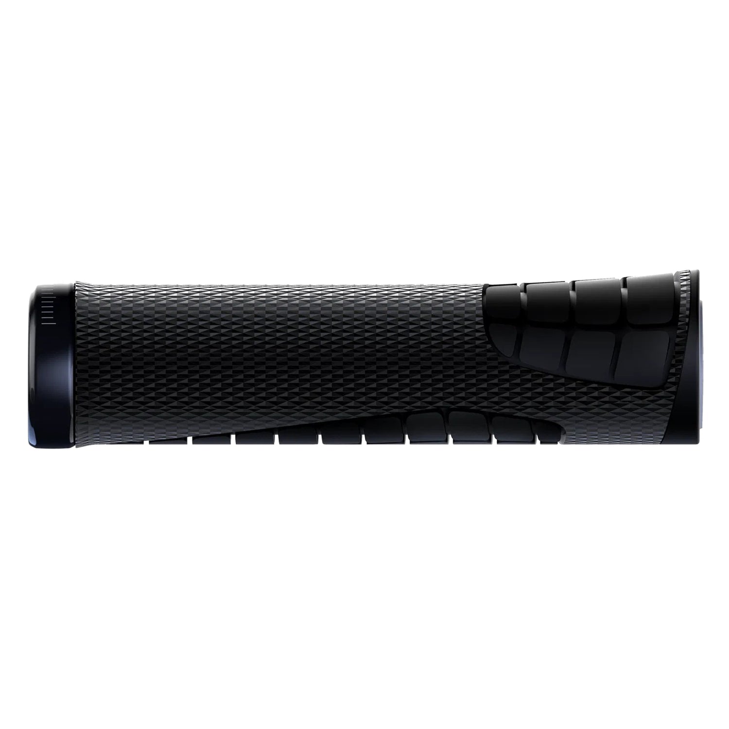 Side view of SQLab 7OX grip showing integrated clamp and contoured design for trail control