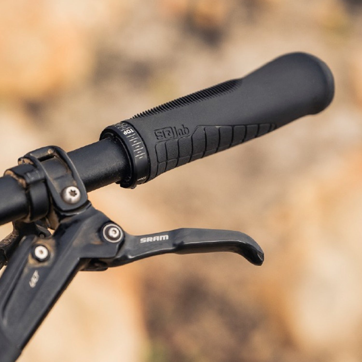 SQLab 710 2.0 ergonomic bike grip fitted to a mountain bike handlebar