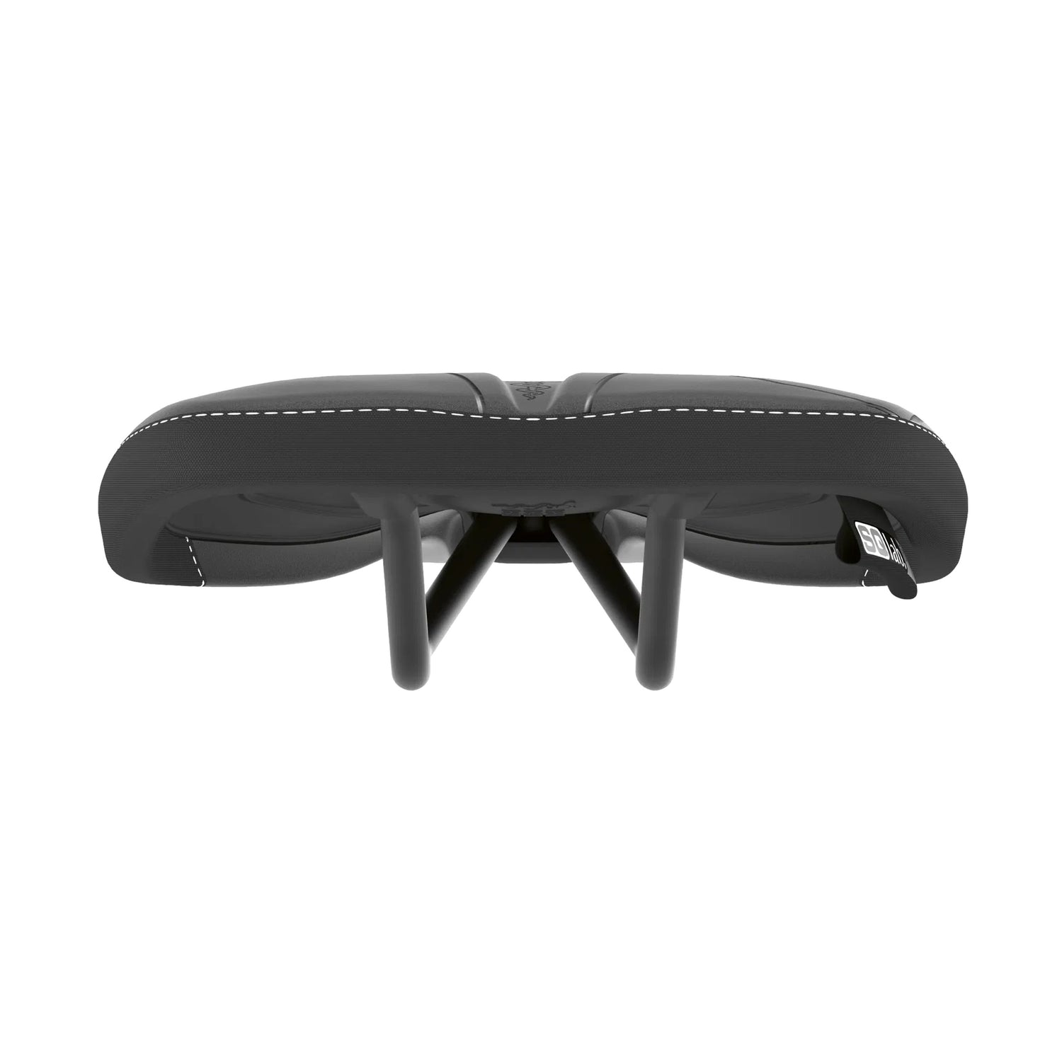 Rear view of SQLab 611 Ergowave saddle focusing on saddle width and ergonomic contours